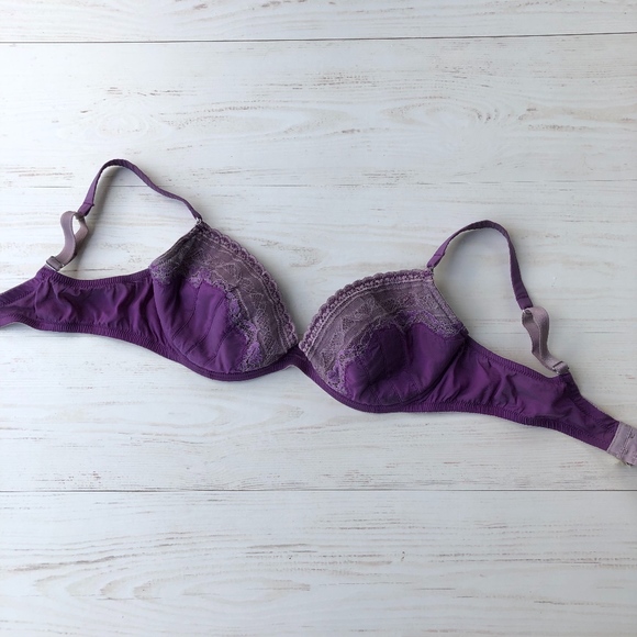 Valery bra in purple silk and cotton 38C - Picture 7 of 8